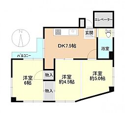レスポアール久米川 3DKの間取図画像