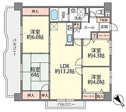 アンピール第3西大橋 4LDKの間取図画像