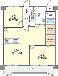リベラル1マンション 2LDKの間取図画像