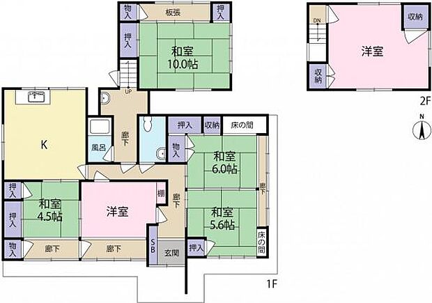 宮若市龍徳　中古戸建(6DK)の間取り