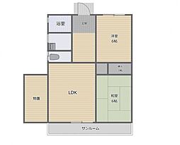 いすみ鉄道 上総中川駅 徒歩16分 2LDKの間取り