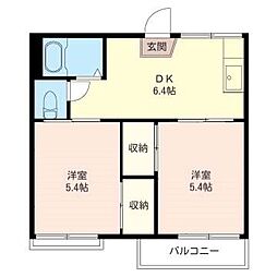 加藤ハイツ 2DKの間取図画像