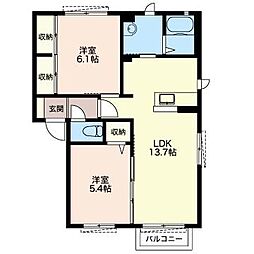 ウェリナパレス 1階2LDKの間取り