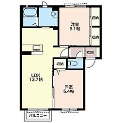 ウェリナパレス 1階2LDKの間取り