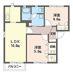 ウィンズ・ベルA 2LDKの間取図画像