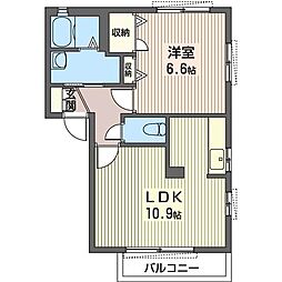 ヒルグランデA 1LDKの間取図画像