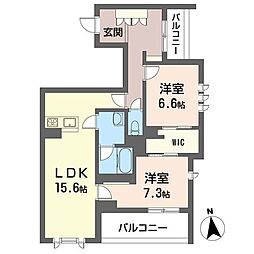 コンフォート冬青 2LDKの間取図画像