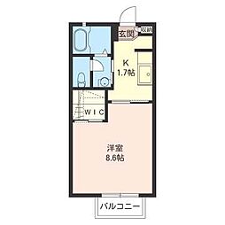 サンライズK 1Kの間取図画像