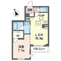 パウライフ ベレオイースト 1LDKの間取図画像
