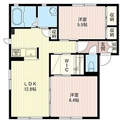 レジデンスみらいＢ 1階2LDKの間取り