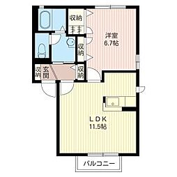 イーストヒルズ渡辺東3 1LDKの間取図画像