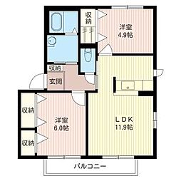 ヴィヴァーチェC 2LDKの間取図画像