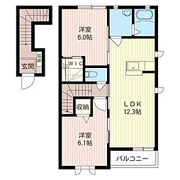 ラ・フォルトゥーナC 2LDKの間取図画像