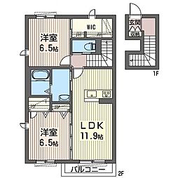 パームガーデンA 2LDKの間取図画像
