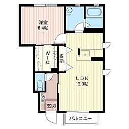ボヌールA 1LDKの間取図画像