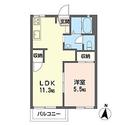 ディアス大光寺Ａ 00102 1階1LDKの間取り