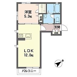 ヴィラ・ウエスト 1LDKの間取図画像