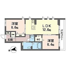 ベレオエスペランサ 2階2LDKの間取り