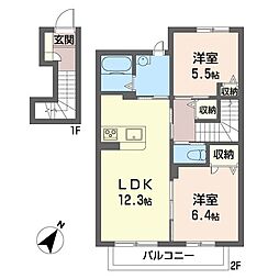 アクア・ルーチェ 2LDKの間取図画像