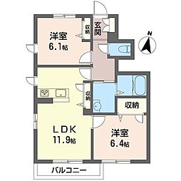 メゾンアヴェニールA 2LDKの間取図画像