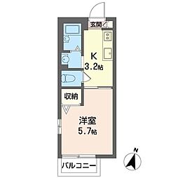 シャルマン茜 1Kの間取図画像
