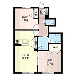 グランT・K1 2LDKの間取図画像