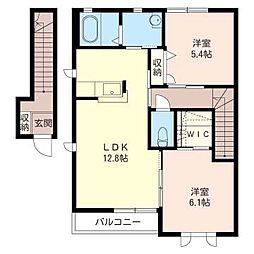 コモア浅香B 2LDKの間取図画像