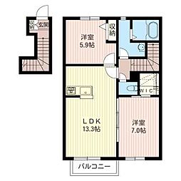 メゾン・ダルモニA 2LDKの間取図画像
