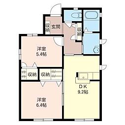 Ｍハウス 1階2DKの間取り