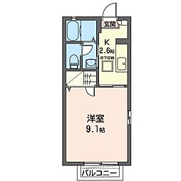 みずほメゾンD 1Kの間取図画像