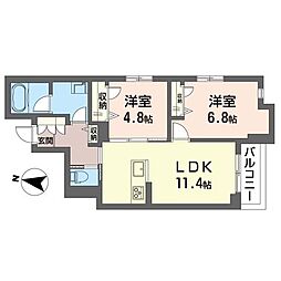 パーク杉並 3階2LDKの間取り