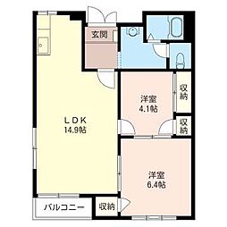 メゾン.ド.ミュゲ 2LDKの間取図画像