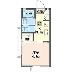 カーサマスミA棟 1Kの間取図画像