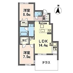 リラフォート元町 2LDKの間取図画像