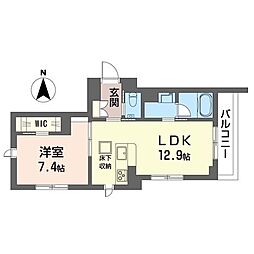 レジェンド 1階1LDKの間取り