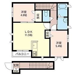 リラフォート鵜の木 2LDKの間取図画像