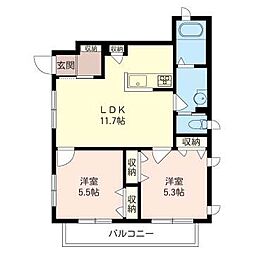 ソルビエント久が原 2LDKの間取図画像