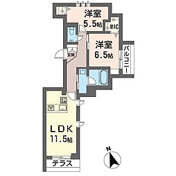 エクラージュ目白 1階2LDKの間取り