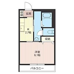 稲付根古家　Ｍ 1階1Kの間取り