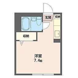 プチブラウン ワンルームの間取図画像