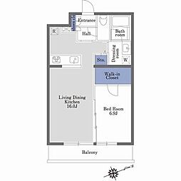 MASTLIFEAKABANEWEST 1LDKの間取図画像