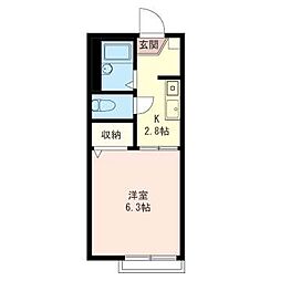 カーサフェリセ 1Kの間取図画像