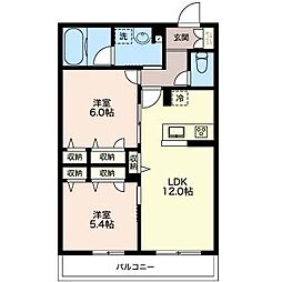 サンドリヨン 2LDKの間取図画像