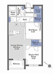 アームスコート代々木 3階2LDKの間取り