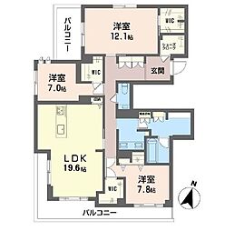 メゾン ド みつ池成城 3LDKの間取図画像
