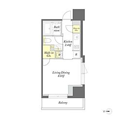 プライムメゾン文京本郷 1Kの間取図画像