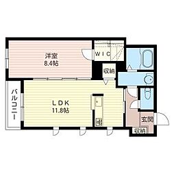 CrestCourt 1LDKの間取図画像