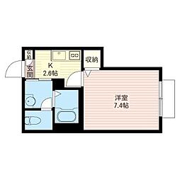 田野和レジデンス 1Kの間取図画像