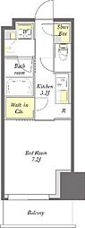 プライムメゾン中目黒 1Kの間取図画像