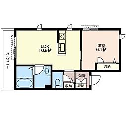 市谷台町レジデンス 1LDKの間取図画像